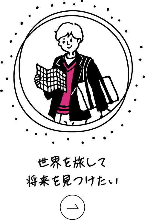 世界を旅して将来を見つけたい