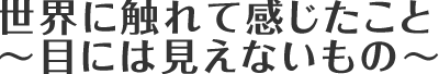 世界に触れて感じたこと～目には見えないもの～