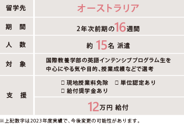 国際教養学部独自の語学留学制度