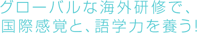 グローバルな海外研修で、国際感覚と、語学力を養う!