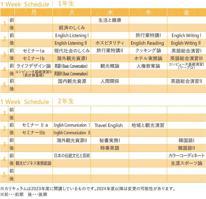 1Week Schedule