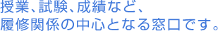 授業、試験、成績など、履修関係の中心となる窓口です。